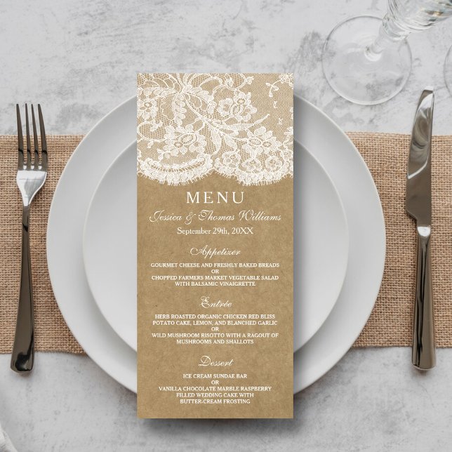 The Kraft & Lace Wedding Collection Menu Templates (Creator Uploaded)