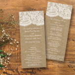 The Kraft & Lace Wedding Collection Programs Rack Card<br><div class="desc">The Kraft & lace collection is a stunning design featuring a lovely rustic Kraft paper effect background with a romantic vintage white lace effect trim. These programs can be personalised for your special occasion and would make the perfect template for rustic weddings, bridal showers, engagement parties, birthday parties and much,...</div>