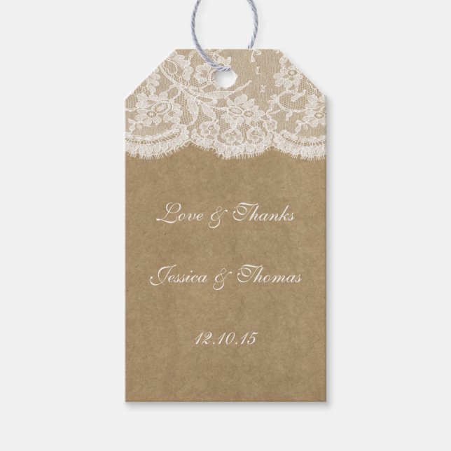The Kraft & Lace Wedding Collection Tags (Front)