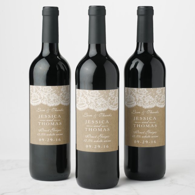 The Kraft & Lace Wedding Collection Wine Label (Bottles)