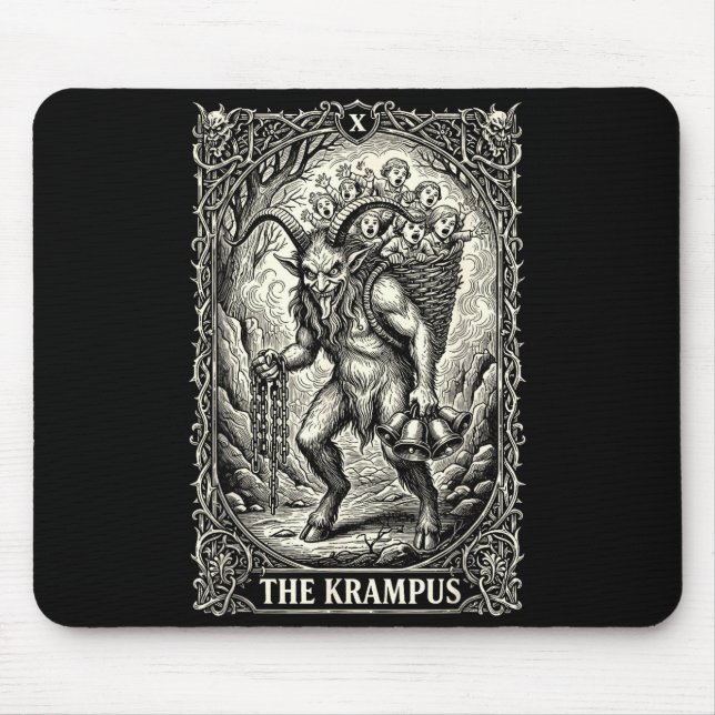 The Krampus Tarot Card Goth Witchy Black Pajamas C Mouse Mat (Front)