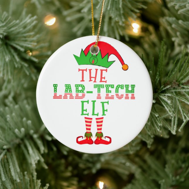The Lab Tech Elf Christmas Family Matching Pajama Ceramic Tree Decoration (Tree)