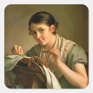 The Lacemaker, 1823 Square Sticker