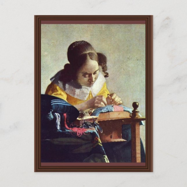 The Lacemaker, Français La Dentelière,  By Vermeer Postcard (Front)