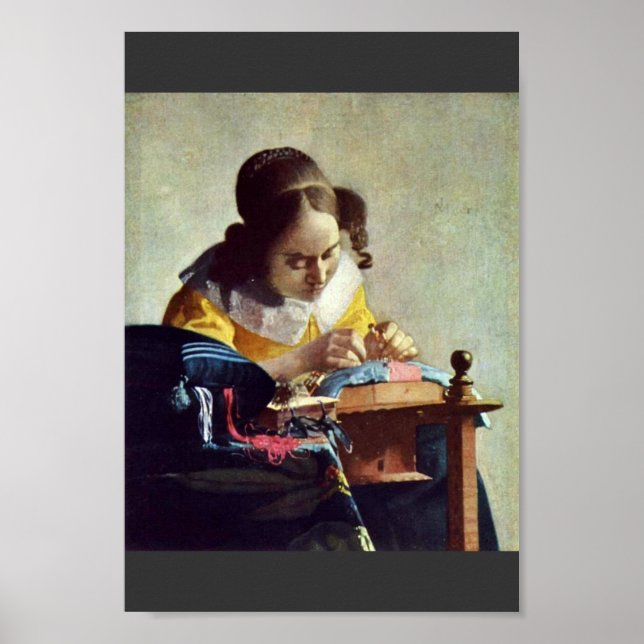The Lacemaker, Français La Dentelière,  By Vermeer Poster (Front)