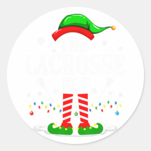 The Lacrosse Elf Funny Matching Xmas Lacrosse Chri Classic Round Sticker