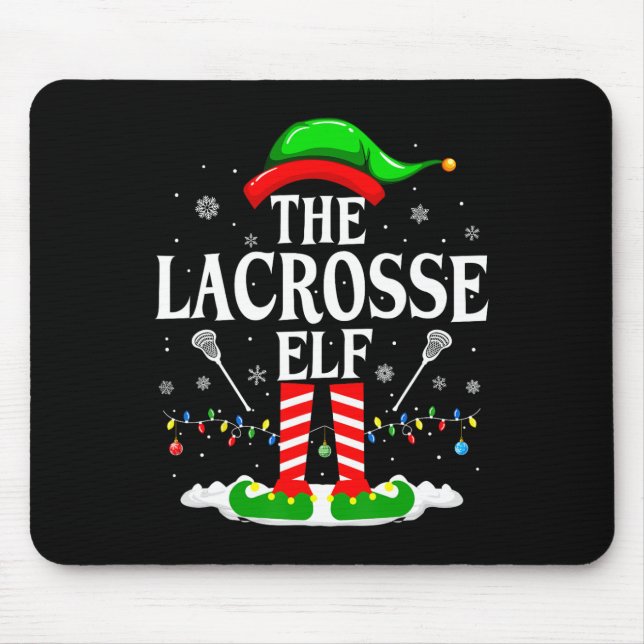 The Lacrosse Elf Funny Matching Xmas Lacrosse Chri Mouse Mat (Front)