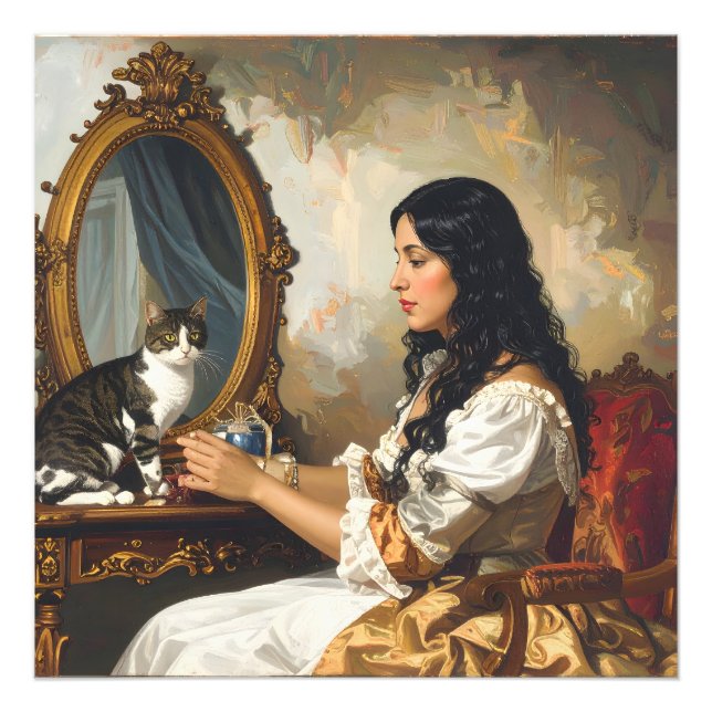  The Lady and Her Cat – A Timeless Victorian Portr Photo Print (Front)