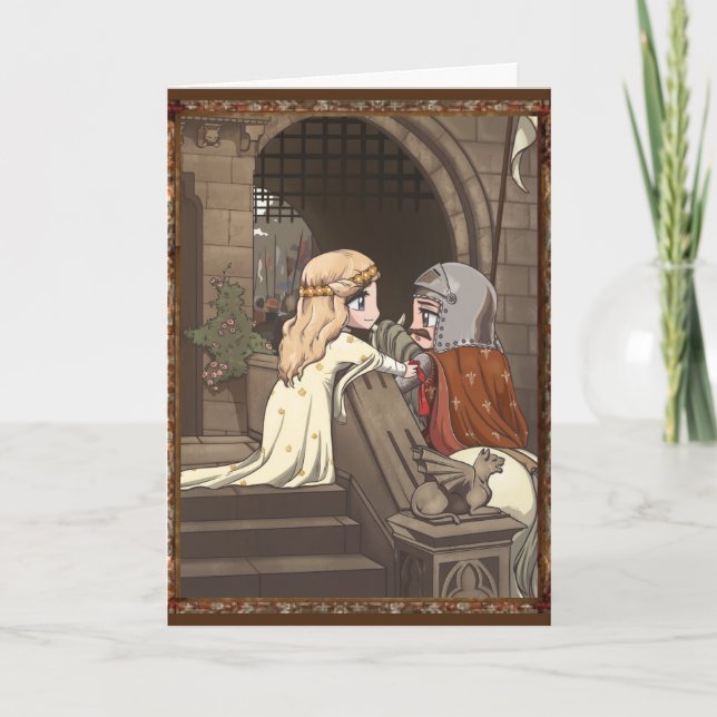 The Lady and the Knight - Romantic Painting! Thank You Card (Front)
