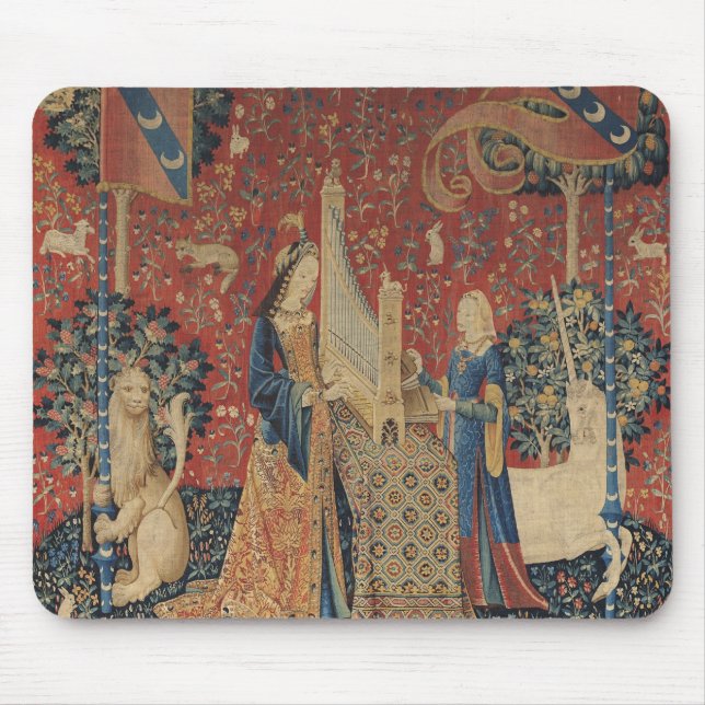 The Lady and the Unicorn: 'Hearing' Mouse Mat (Front)