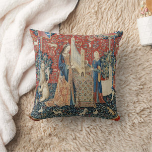 The Lady and the Unicorn (Hearing) Throw Pillow