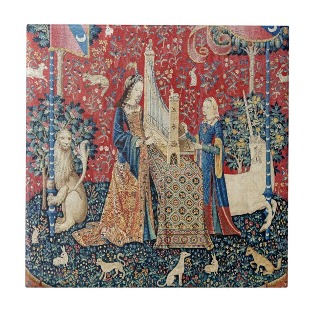 The Lady and the Unicorn, Hearing Tile (Front)