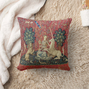 The Lady and the Unicorn (Sight) Throw Pillow