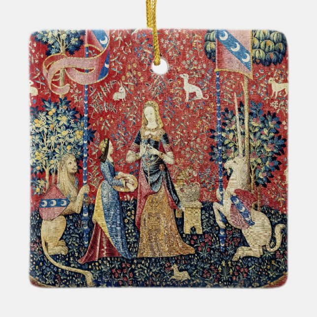 The Lady and the Unicorn, Smell Ceramic Ornament (Front)