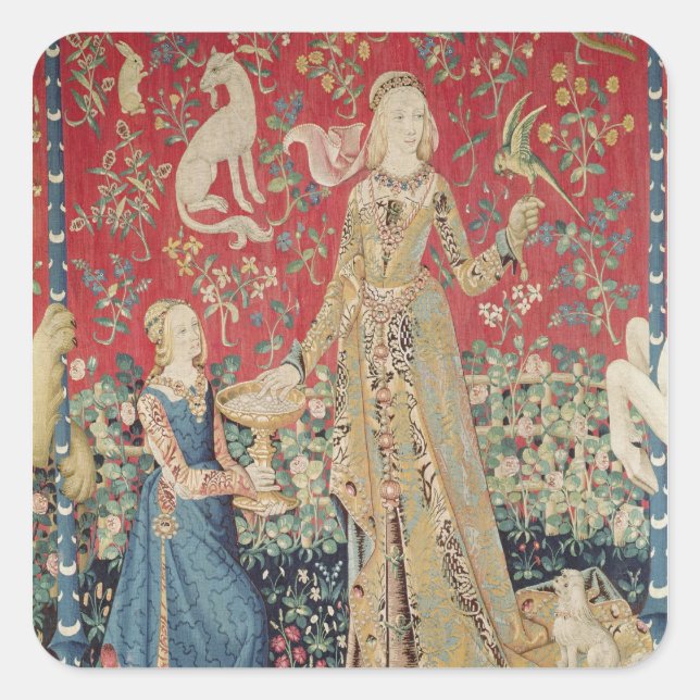 The Lady and the Unicorn: 'Taste' Square Sticker (Front)