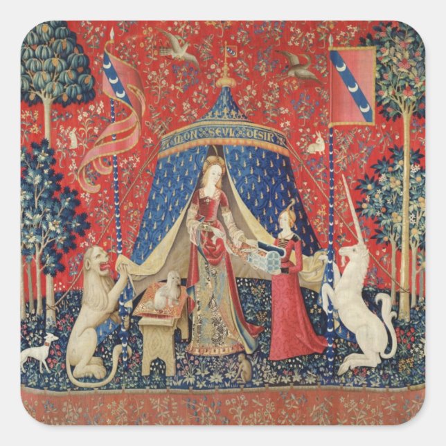 The Lady and the Unicorn: 'To my only desire' Square Sticker (Front)