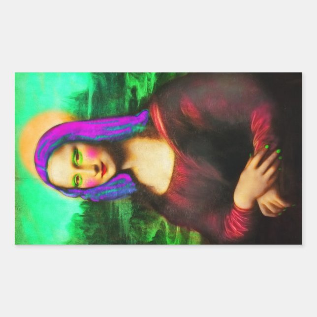 the lady mona lisa rectangular sticker (Front)
