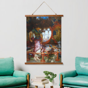 The Lady of Shalott by Pre-Raphaelite William Hunt Hanging Tapestry