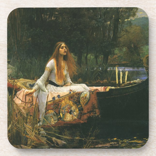 The Lady of Shalott On Boat by JW Waterhouse Coaster (Front)
