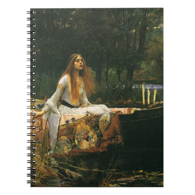 The Lady of Shalott On Boat by JW Waterhouse Notebook (Front)