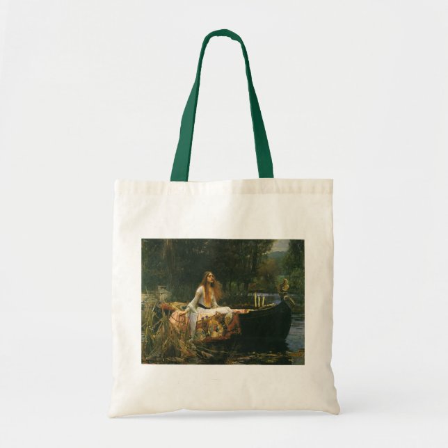 The Lady of Shalott On Boat by JW Waterhouse Tote Bag (Front)