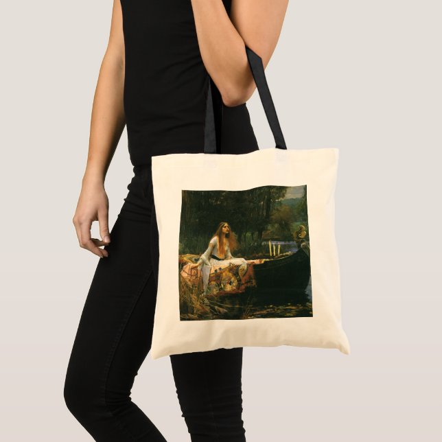 The Lady of Shalott On Boat by JW Waterhouse Tote Bag (Front (Product))