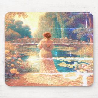 The Lady Standing Beside the Lake on a Mousepad