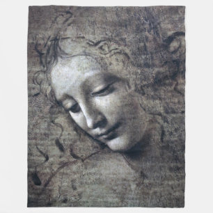 The Lady with Dishevelled Hair, Leonardo da Vinci Fleece Blanket