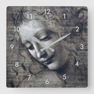 The Lady with Dishevelled Hair, Leonardo da Vinci Square Wall Clock