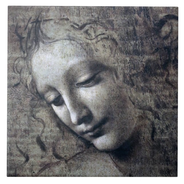 The Lady with Dishevelled Hair, Leonardo da Vinci Tile (Front)