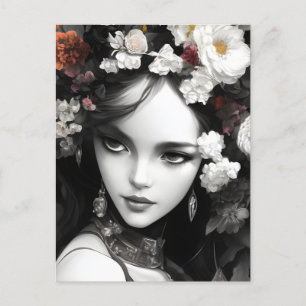 The Lady With Flowers In Her Hair Postcard