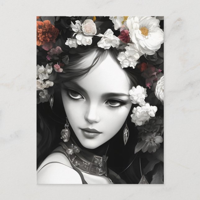 The Lady With Flowers In Her Hair Postcard (Front)
