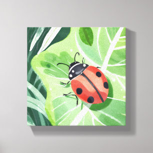 The Ladybug   Pretty Watercolor Painting Canvas Print