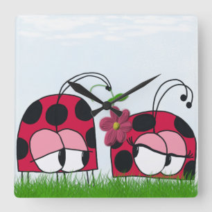 The Ladybug Wooing His New Love ~ Square Wall Clock