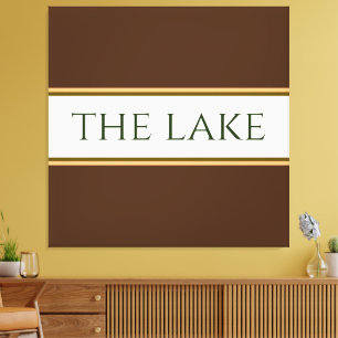 THE LAKE Bold Brown White Orange Racing Stripes Canvas Print