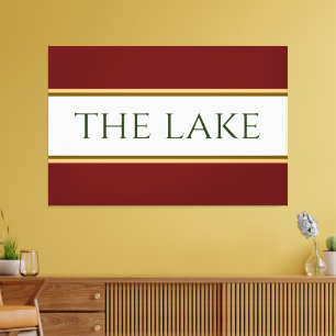 THE LAKE Bold Red White Orange Brown Stripes Canvas Print