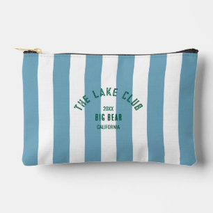 The Lake Club Crest Blue Nautical Stripe Accessory Pouch