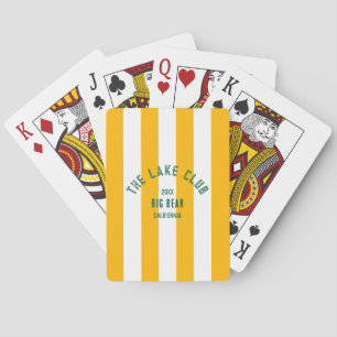 The Lake Club Green Crest Yellow Nautical Stripe Playing Cards