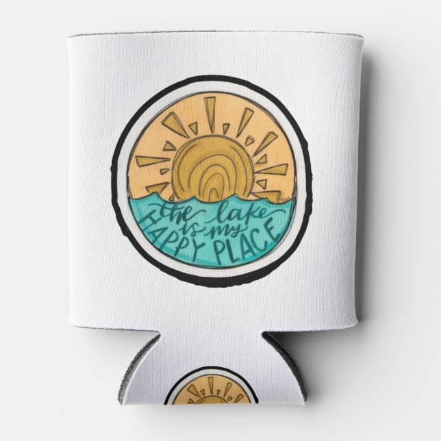 The Lake is My Happy Place Boating Gift Can Cooler (Front)