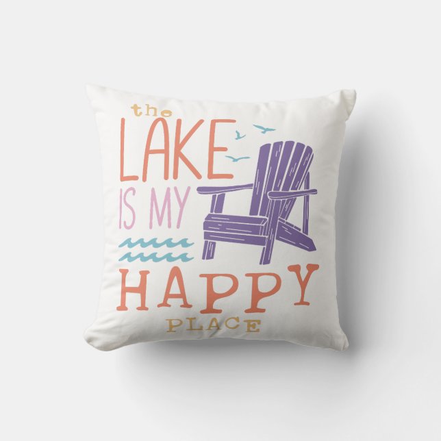 The Lake Is My Happy Place Cushion (Front)