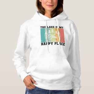 The lake is my Happy Place Distressed Vintage Lake Hoodie