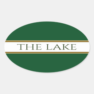 THE LAKE Retro Camp Green White Racing Stripes   Oval Sticker