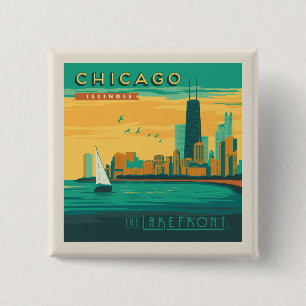 The Lakefront   Chicago, Illinois 15 Cm Square Badge