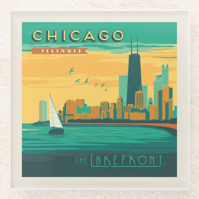 The Lakefront | Chicago, Illinois Glass Coaster (Front)