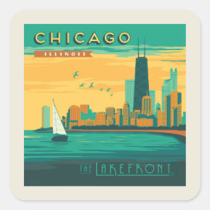 The Lakefront   Chicago, Illinois Square Sticker