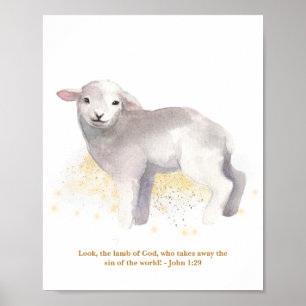 The Lamb Of God Illustration Baby Kids' Nursery Poster