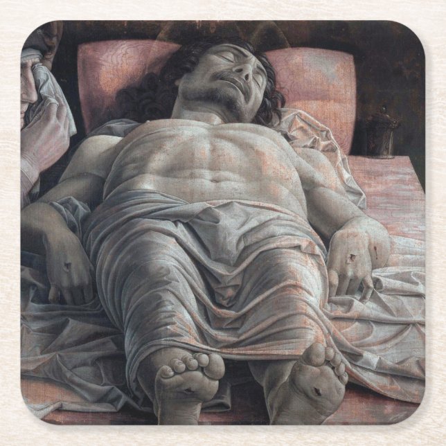 The Lamentation over the Dead Christ, Mantegna Square Paper Coaster (Front)