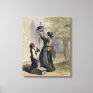 The Lamplighter, from 'Les Femmes de Paris' Canvas Print