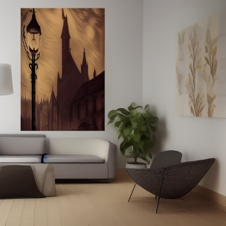 The lamppost in the city | AI Art Poster