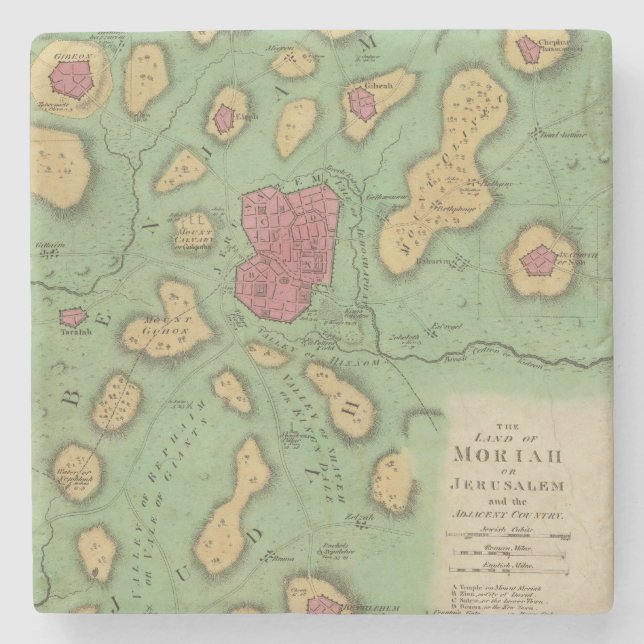 The Land Of Moriah Or Jerusalem Stone Coaster (Front)